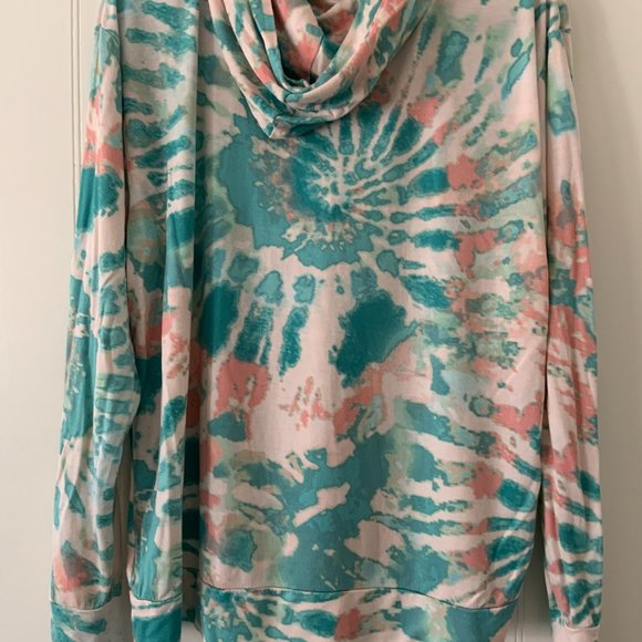 Alyson Parker women hoodie multicolor Pink Sz XL Face mask - Picture 2 of 6